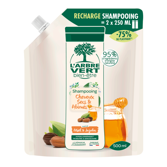 Recharge Shampooing écologique  pour cheveux secs et abîmés 500ml