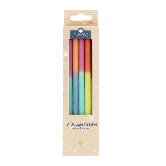 Bougies anniversaire 12 pièces bicolores pastel