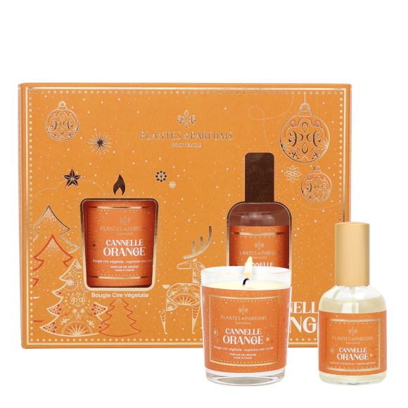 Coffret senteurs Bougie 75g et Parfum d'intérieur 50ml - Cannelle Orange