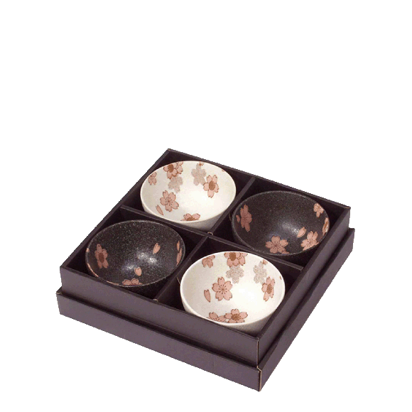 Coffret de 4 bols à riz Japonais Fleurs de Cerisier