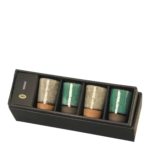 Coffret de 4 tasses japonaises bicolores Miyako