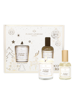 Coffret senteurs Bougie 75g et Parfum d'intérieur 50ml - Flocon de Neige