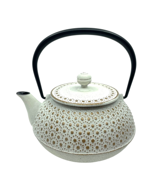Théière Japonaise en Fonte Iwachu – Modèle Sakura Blanc Doré