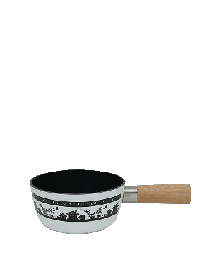 Caquelon à fondue silhouette Châlet blanc-noir ø16.5cm