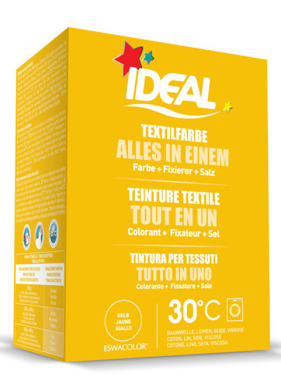 Teinture textile JAUNE Tout en 1 230g | IDEAL / ESWACOLOR