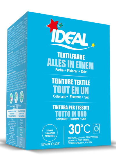 Teinture textile TURQUOISE Tout en 1 230g | IDEAL / ESWACOLOR
