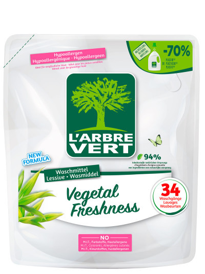 Recharge Lessive liquide écologique Vegetal Freshness 1.53L | L'ARBRE VERT