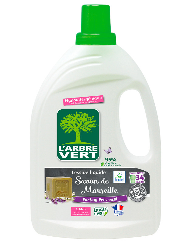 L'ARBRE VERT - Lessive Liquide au Savon Végétal - Hypoallergénique