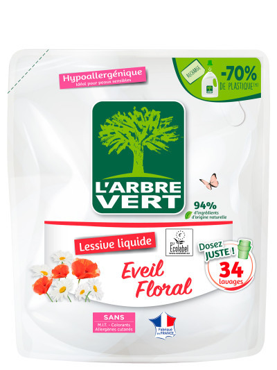 Recharge lessive liquide écologique Eveil Floral 1.53L | L'ARBRE VERT