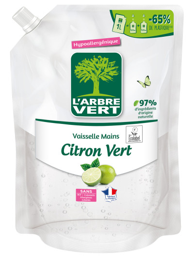 Recharge Liquide Vaisselle écologique Citron Vert 1L | L'ARBRE VERT