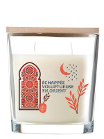 Bougie verre ovale avec couvercle bambou 30h Ambre d'Orient | AMBIANCES DEVINEAU