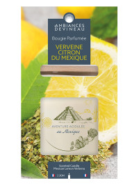 Bougie verre ovale avec couvercle bambou 30h Verveine Citron du Mexique | AMBIANCES DEVINEAU
