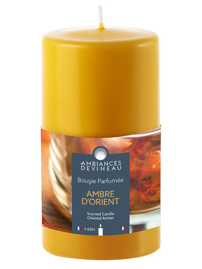 Zylindrische Kerze Gelb 60Std. Ambre d'Orient | AMBIANCES DEVINEAU