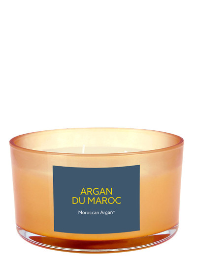 Bougie parfumé verre coloré 3 mèches Argan du Maroc | AMBIANCES DEVINEAU