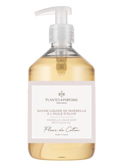 Savon liquide de Marseille au parfum Fleur de Coton 500ml | PLANTES & PARFUMS