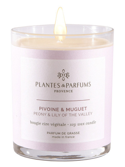 Bougie parfumée Pivoine Muguet 180g | PLANTES & PARFUMS