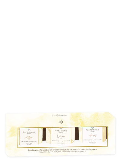 Coffret cadeau bougies Orion Alya Vénus 3x75g | PLANTES & PARFUMS