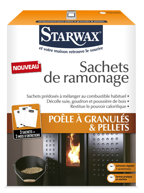 Sachets de ramonage poêle à granulés & pellets, Starwax
