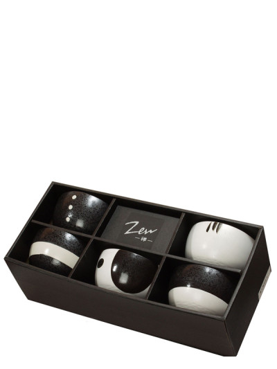 Coffret de 5 bols Figaro noir & blanc | ZEN