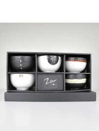 Coffret de 5 bols Figaro noir & blanc | ZEN