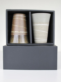 Set mit 2 Tassen Utayo rustikale Farbe, beige-braun
