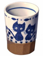 Set mit 2 Japanischen Tassen Katzen Blau/Weiss | EIGENART