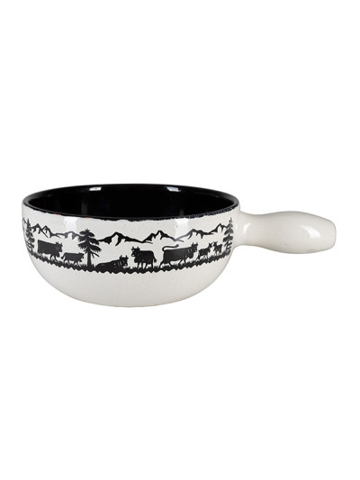 Caquelon à fondue silhouette Alpage blanc-noir ø22cm | NOUVEL