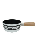 Caquelon à fondue silhouette Châlet blanc-noir ø16.5cm | NOUVEL